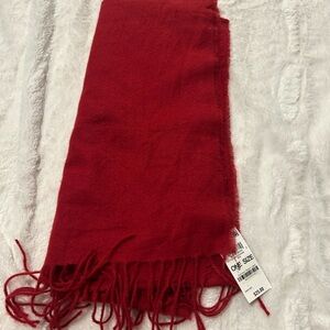 Elegant Red Fringe Scarf
